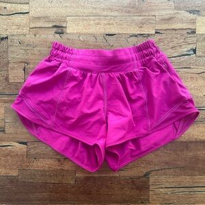 pink lululemon hotty hot low rise lined shorts 2.5” ripended raspberry